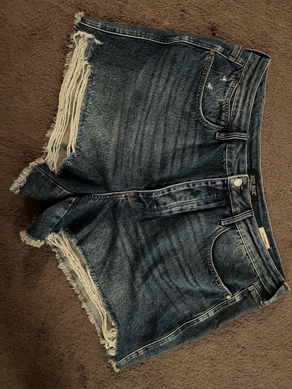 Judy Blue Dark Blue Denim Cutoff Shorts - Frayed Hem
